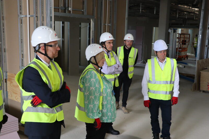 MP Matt Vickers (far left), University Hospitals Tees chief executive Stacey Hunter (second left) and others during the visit