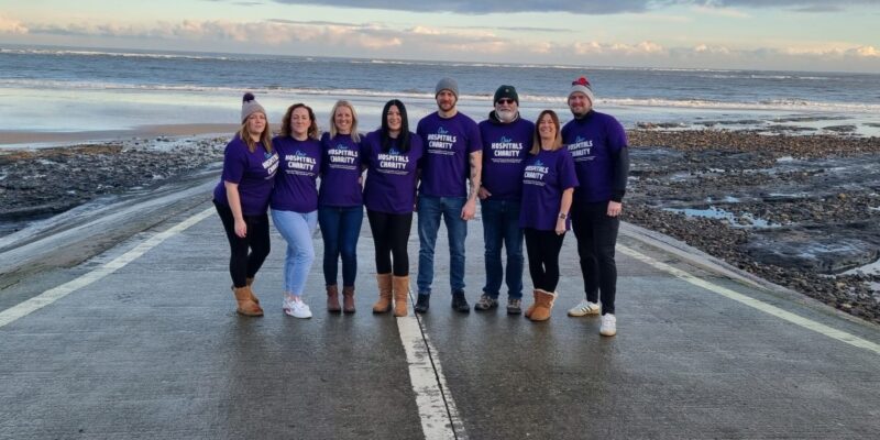 Amy Peirse , Carl Horner and their friends and family on Redcar beach