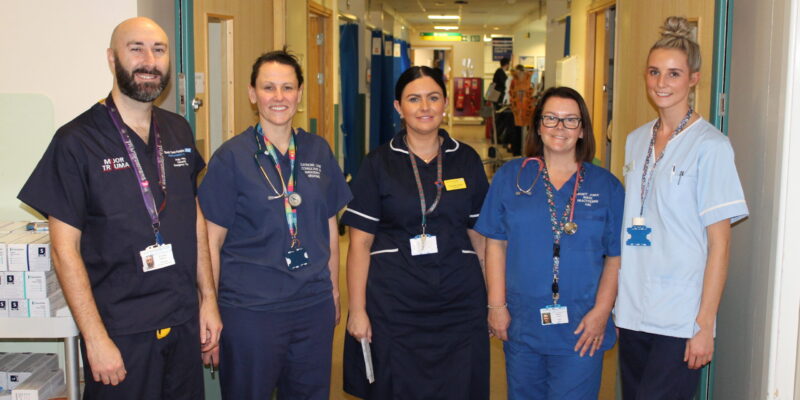 Clinical director for emergency department Andy Hebron, emergency consultant Catriona Lane, nursing sister Charlotte Walker, emergency nurse practitioner Mandy Jones, staff nurse Tilly Adamski (left to right)