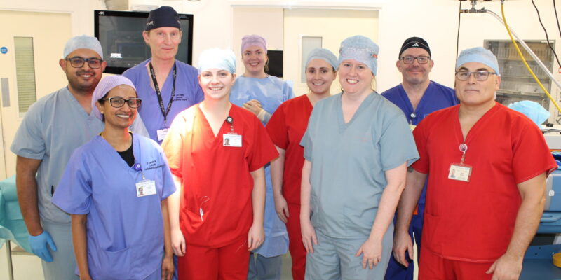 Cardiothoracic surgeon Joel Dunning and the theatre team