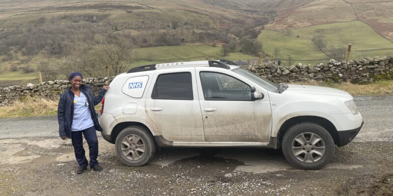 Picture of South Tees community nurse with the four by four vehicle