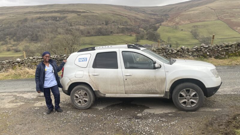 Picture of South Tees community nurse with the four by four vehicle